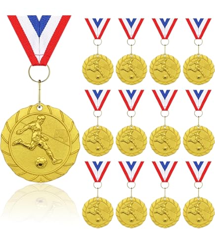 12 Medaglie Olimpiche Con Nastro - In Metallo, Per Bambini, Sport, Premi E Decorazioni - Foto 6