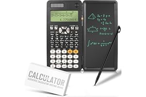 OfficeNest 417 Functions - 2025 Update - Scientific Calculator with LCD Writing Pad & Stylus - Solar & Battery - Not Programmable - For School, Graduation, University, Work