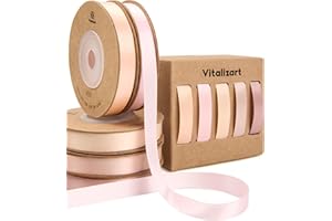 Vitalizart Ruban de Satin Série Rose pour l'Artisanat 0,95 cm x 45,7 m (5 Rouleaux * 9,14 m), Rubans de Tissu Double Face Rose & Nude pour Emballage Cadeaux, Bouquets de Mariée, Décorations de Fête