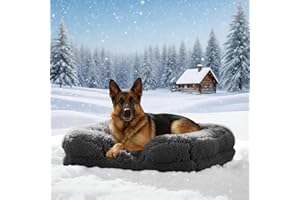 AZVFLY Orthopädisches Hundebett Grosse Hundesofa: rutschfest Bissfestigkeit Eiförmiger Schwamm Hundekissen Abnehmbar Quaste Hundematte Wintergeschenk für Hundeliebhaber Gemacht(Dunkelgrau, XL)