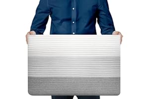 BLUMIDO Aufbewahrungskorb Groß - Rechteckiger Baumwollkorb mit Griff – Großer Korb für Decken Wohnzimmer – 63x40x40 cm – Gradient Grau – Wäschekorb geflochten – Aufbewahrung Spielzeug Kinderzimmer