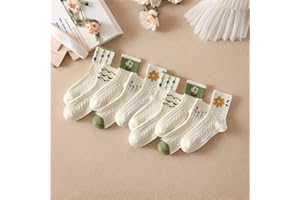 5 Pairs Womens Ankle Socks Cute Casual Breathable Cable Knit Floral Vintage Crew Socks