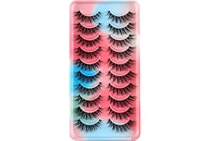 HICOCU Falsche Wimpern Clear Band Natürlich D Curl Natürliche Cluster Volumen Wimpern Set,10 Paar Natürlich 3D Klebstoff Band KÜnstliche Wimpern (DC7)