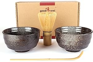 Goodwei Set de thé matcha japonais avec 2 bols à matcha en céramique
