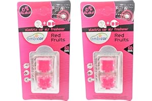 KEEP YOUR ESSENCE AMBICAR - Set 2 Recambios o Recargas Aromáticas para Ambientador de Coche. No incluye Difusor Eléctrico. Esencias Naturales 0% Alcohol. Fragancia de fresa – Frutos Rojos. Aroma RED FRUITS