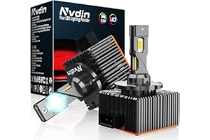 Nvdin bombillas d1s led 30000lm, lámpara para faros de coche, luz de carretera y cruce para proyector, recambio directo para lámparas xenón 35w, 6000k blanco intenso