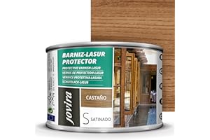 JOVIRA PINTURAS BARNIZ-LASUR Protector Satinado (7 colores) Protege, decora y embellece todo tipo de madera (375 Mililitros, Castaño) D-05B