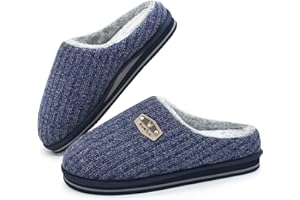 Kuailu Pantofole Uomo Invernali Righe, Comoda Memory Foam Slippers Calde in Lana Chiuse Ciabatte da Casa con Antiscivolo Suola 40-48
