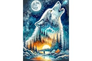 FLAJZ Diamond Painting Erwachsene, 5D Diamant Painting Bilder Wolf, Diamond Painting Set für Anfänger und Erwachsene, DIY Mosaikherstellung Bastelset für Haus Wanddeko, 30x40cm