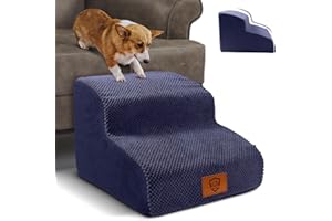 Myiosus Dog Steps for Sofa, Foam Dog Steps for Bed with Washable Cover & Non-Slip Bottom, 2-Step Small Pet Ramps for Dogs and Cats, 40x40x30 cm, Blue