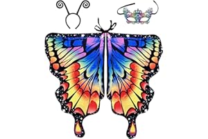 Oneshlee Schmetterlingsflügel Erwachsene, Schmetterling Kostüm Damen, Faschingskostüme Halloween Karneval Kostüm Zubehör Set, Schmetterling Flügel Umhang Haarreifen Maske Für Fasching Cosplay Party