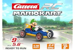 Carrera RC Mario Kart Mach 8 avec figurine de Luigi – Véhicule radiocommandé avec batterie rechargeable – Jouet pour enfants à partir de 6 ans, 370181067, coloré