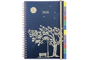 YHH Dziennik 2026 tygodniowy do obejrzenia A5, spiralny roczny planer tygodniowy i miesięczny z zakładkami, tylna kieszeń, hasło, notatki, kontakt, święto w Wielkiej Brytanii, elastyczny osobisty