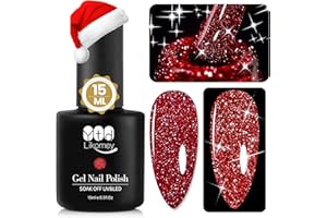YTD Likomey Smalto Semipermanente per Unghie in gel,15ml Rosso Glitterato Riflettente Glitter Colori Smalti Semipermanenti per Unghie,Olografico Ultra Brillante del UV Unghie Gel,SZ001