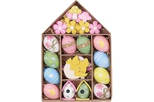 Valery Madelyn 40pcs Easter Egg Decoration Ornaments Set, 4-8cm Colorful Hanging Easter Eggs for Tree,Pink Green Easter Basket Stuffers Assorted Egg Bulk for Spring Window Party Decor