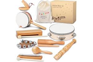 Stoie's International Musik-Set aus Holz für Kleinkinder und Kinder, umweltfreundliches Musik-Set mit Aufbewahrungstasche aus Baumwolle - 1