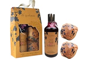 Di Palomo Vegan Wild Fig & Grape Indulgent Luxury Bathing Collection. Bathing Bubbles 300ml & 2 Bath Bombs. Bubble Bath Body Wash & Bath Bomb Bath Set. Vegan Bubble Bath & Shower Gel Gifts for Women.