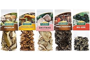 ‎DR. ANA COLLECTION Dr. Ana Collection - Pilz - Set mit Steinpilzen, Pfifferlingen, Shiitake, Herbsttrompeten und Mu-Err, Premium-Qualität, handverlesen - Pilzprobierpaket