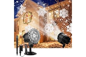 Jellybibo Christmas Projector Lights, 180° Moving Rotating Snowflake Projector Lights, IP65 Waterproof Holiday Halloween Xmas Party, Wedding Decorations & Gifts for Outdoor Yard, Garden, Indoor