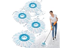GIBOHOM Pack of 4 Replacement Heads Compatible with Leifheit Clean Twist Disc Mop, 2 Fibre System Floor Mop Replacement Cover Compatible with Leifheit Mop Very Absorbent Strong Decontamination for All Floor