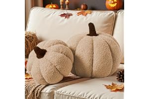 Lanpn Höstpumpa Kuddar Set med 2, Halloween Dekoration Dekorativa Pumpa Kuddar Mjuk Fleece Sherpa Söt 3D Formad Kudde för Soffa Sovrum Thanksgiving Höst Dekor (Orange, 32 x 22 cm och 23 x 18 cm)