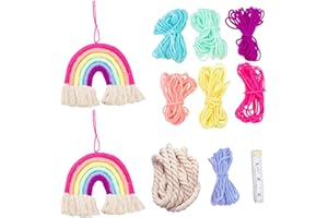 FREEBLOSS Kits de Macramé Pour Débutants Arc-en-ciel Macramé Corde kit Tenture Murale Arc-en-ciel Décoration Murale Arc-en-Ciel Tissés à la Main