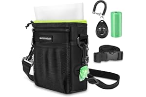 WALDSEEMÜLLER Sac de Dressage pour Chien, Pochettes à Friandises de Nourriture Traiter, Poches de Formation d'animal avec Clip Ceinture Ajustable, Clicker de Dressage pour Chien, Sac à goûter en Silicone
