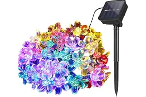 DIWUJI Solar Lichterketten Außen Garten, 7M 50 LED Blühen Blume Wasserdicht Solar Power Lichterketten Dekor Festival Buntes Licht für Party Hochzeit Patio Weihnachten Dekoration (Mehrfarbig)