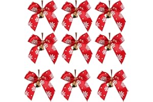 Sykerout Paquete de 50 Lazos navideños Lazos navideños Rojos Adornos Lazos navideños Lazos navideños con Campanas para cumpleaños Festivo Decoraciones para Fiestas de Bodas Árbol de Navidad…