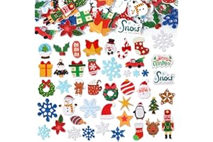 BETESSIN Lot de 298 autocollants de Noël en caoutchouc mousse - 100 flocons de neige - Paillettes - Blanc et bleu - Pour bricolage et décoration de Noël