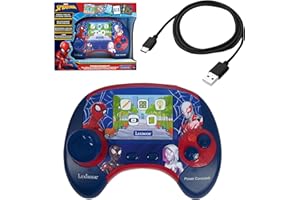 Lexibook, Spider-Man, Power Console®, Bilingual educational game console with 100 activities, English/French, Blue/red, JCG100SPi1