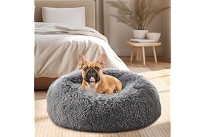 QOFLY Legowisko dla psa, okrągłe, Ø 50 cm, poduszka dla psa, sofa dla psa, kosz, legowisko dla kota, kształt donuta, ciemnoszare