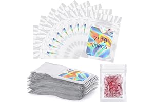 Zeawavsl 100 Par BoîTe Sacs Mylar, Sacs à Fermeture éClair, Sacs Mylar Refermables. Sacs Multi-Usages Refermables Pour Bonbons, Biscuits, Bijoux (White, 7 * 10)
