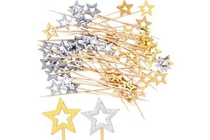LAOJU Cocktail Sticks Fruit Sticks 100 PCS Cocktail Skewers for Food 12CM Long Toothpicks Cocktail Picks Star Food Picks Decorative for Party Desserts Appetizers Fruits Sandwich Drinks