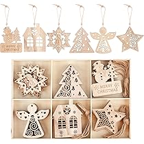 10pcs Noël Petit Ornements Suspendus Pendentif En Bois Décor