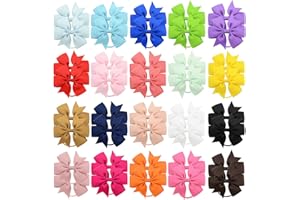 HCIMOOY 40 pz Neonate Archi Fascette per Capelli Nastro Grosgrain Elastici Fasce per Capelli per Ragazze Bambini Bambini 20 Colori in Paia (S2-7.5CM)