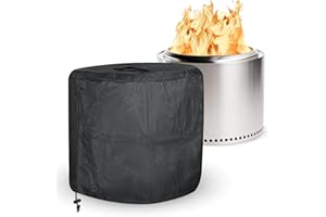 Surieen 18" Round Fire Pit Cover, Outdoor Garden Firepit Patio Heater Cover Waterproof, 600D Oxford Fabric Firepit Covers Compatible with Solo Stove Bonfire Yukon Cover, Black, 18"D X 15"H (S)