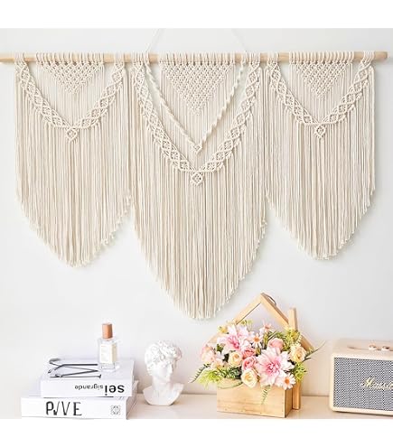 Boho Makramee Fenstervorhang / Wandbehang – 120 X 195 Cm, Aus Baumwollgarn | Deko Für Wohnung, Hochzeit & Outdoor
