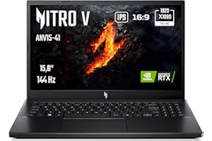 Acer Nitro V ANV15-41-R52M, Ordinateur Portable Gaming 15,6'' Full HD IPS 144 Hz, PC Portable Gamer (AMD Ryzen 5 7535HS, NVIDIA GeForce RTX 4050, RAM 16 Go, 512 Go SSD) - PC Gaming Noir