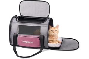 BurgeonNest Cat Carriers for Medium Cats Under 25 lbs, Pet Carrier for Cats with Unique Side Bag,Top Load Small Pet Carrier Soft-Sided Escape Proof with 4 Ventilated Windows
