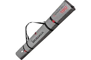 BRUBAKER 'Carver Performance' - Housse à Skis rembourrée pour 1 Paire de Skis + bâtons - Noir/Gris chiné