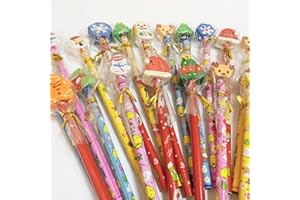 DOSOLSOLLASOL 40 pezzi Matite per Bambini Matite per Cartoni Animati di Natale con Gomma + 3 Piccoli Temperamatite Regali per Feste Compleanno Premi Scolastici Natale (Multicolore 05)