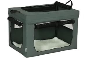 PawHut Sac de Transport Pliable pour Animaux de Compagnie avec poignée Ouverture supérieure Tissu en Maille - 60 x 42 x 42 cm - Gris Noir