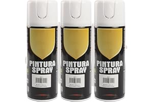H HANSEL HOME Pintura Spray Blanco Brillo 400 Ml - Pack de 3 Unidades