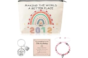 ViEinkaufen 13th Birthday Gifts for Girls,Birthday Presents for 13 Year Old Girls,Rainbow Makeup Bag Keyring Bracelet,Teenager Gifts for Daughter Sister Niece Granddaughter