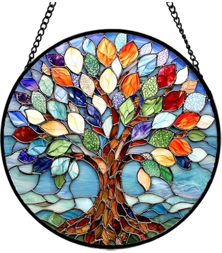 Decorativo dipinto a mano vetrata Sun Catcher/Roundel in un Wren Campanule e design