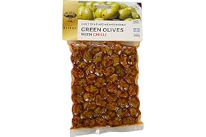 SILK ROAD Blikas Griechische Grüne Oliven Mariniert mit Chili, Packung mit 2 x 250 g (insgesamt 500 g)