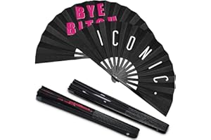 Amyhill Rave Fan 2 Packs Large Folding Hand Fan Festival Fan Bamboo Chinese Iconic Fan with Voice for Men and Women Party Performance, Dance, Decorations, Gift, 13 Inch (Novelty Style)