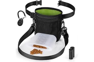 PLAYEXEN Pojemnik na śmieci dla psów Zestaw pojemników na karmę dla psów z wewnętrznym workiem silikonowym i zatrzaskiem dla psów i torby na kupy dla psów i regulowany pasek na ramię do szkolenia psów