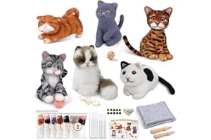 Mayboos Nadelfilz-Set, Tier-Nadelfilz-Anfänger-Set, Wollfilz, Nadelfilzwerkzeuge mit Anleitung für Bastelarbeiten, Tiere, Heimdekoration (niedliche Katze)